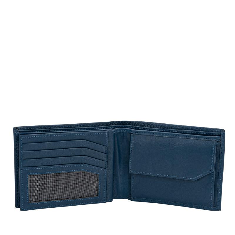 Friedrich 23 Redford Mini Geldbörse Blau Leder RFID
