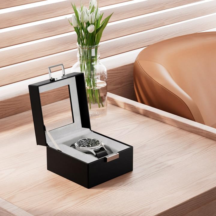 Lolalet Watch Box Uhrenbox Single Schwarz 11x11cm Glas