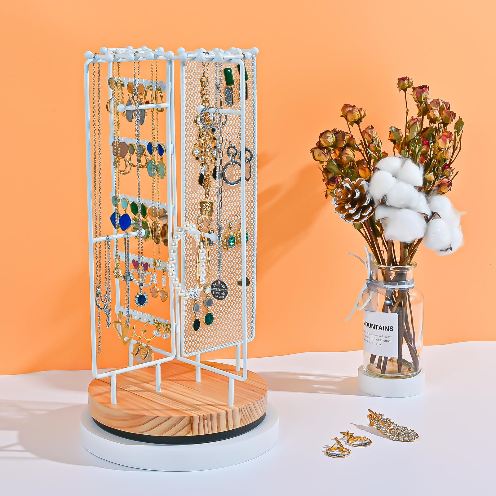 Lolalet Jewelry Stand Schmuckständer Drehbar Weiß 360 Grad