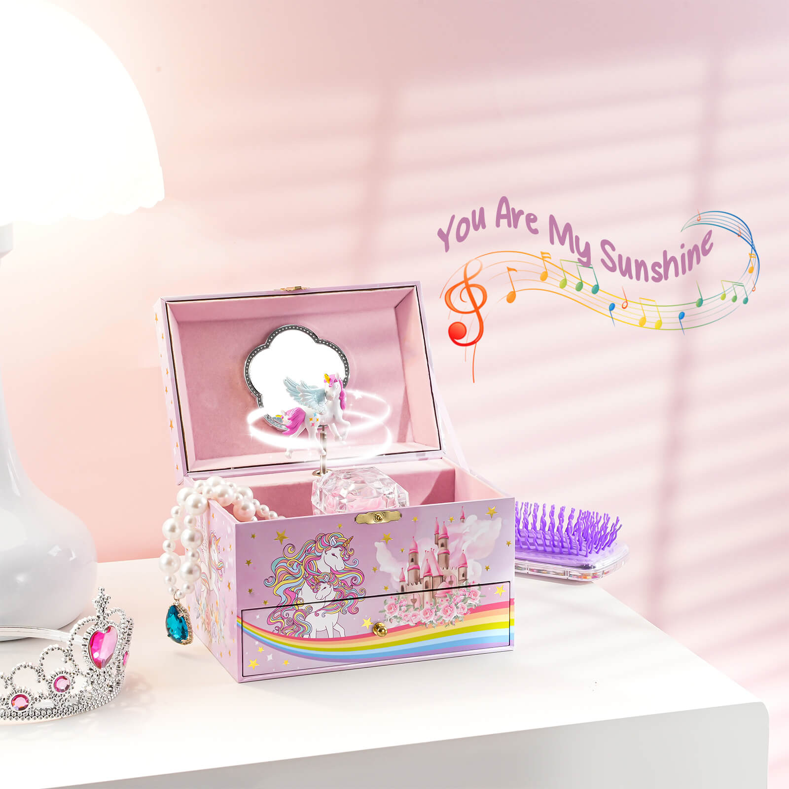 Lolalet Jewelry Box Einhorn Musik Schmuckkästchen Sunshine Melodie