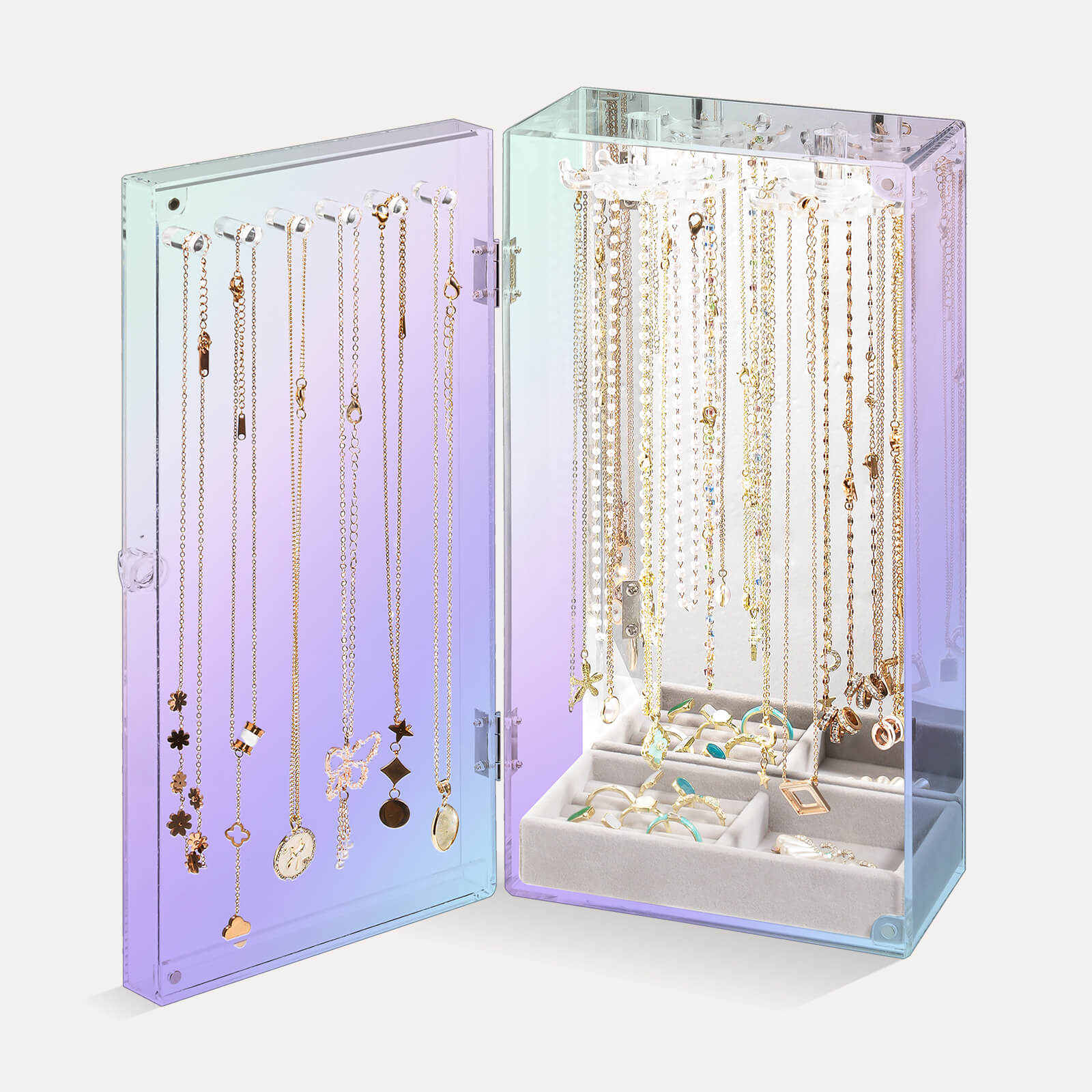 Lolalet Jewelry Box Schmuckkasten Transparent mit Spiegel
