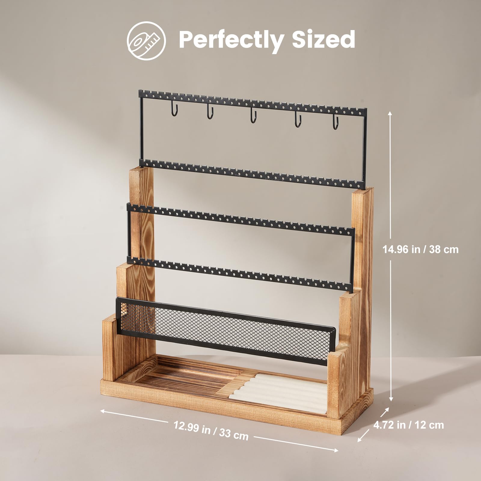 Lolalet Jewelry Stand Schmuckständer Weiß 5 Ebenen Samt