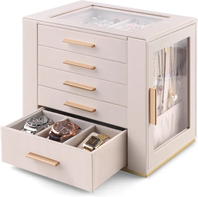 Homeanda Jewelry Box Schmuckkästchen 6 Schubladen Samt