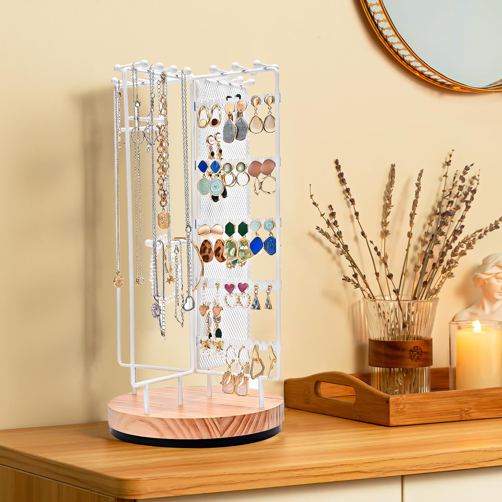 Lolalet Jewelry Stand Schmuckständer Drehbar Weiß 360 Grad