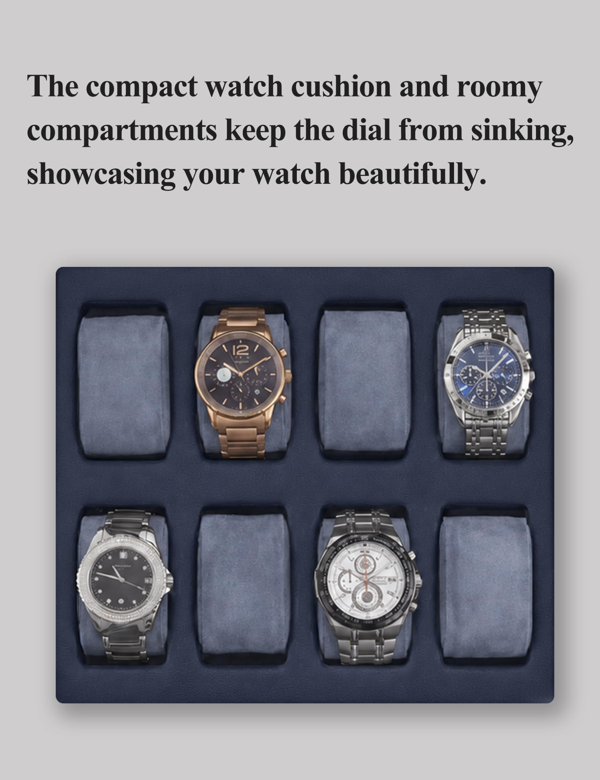 KAMIER Watch Boxes Uhrenbox 8 Uhren Blau 2 Ebenen Samt