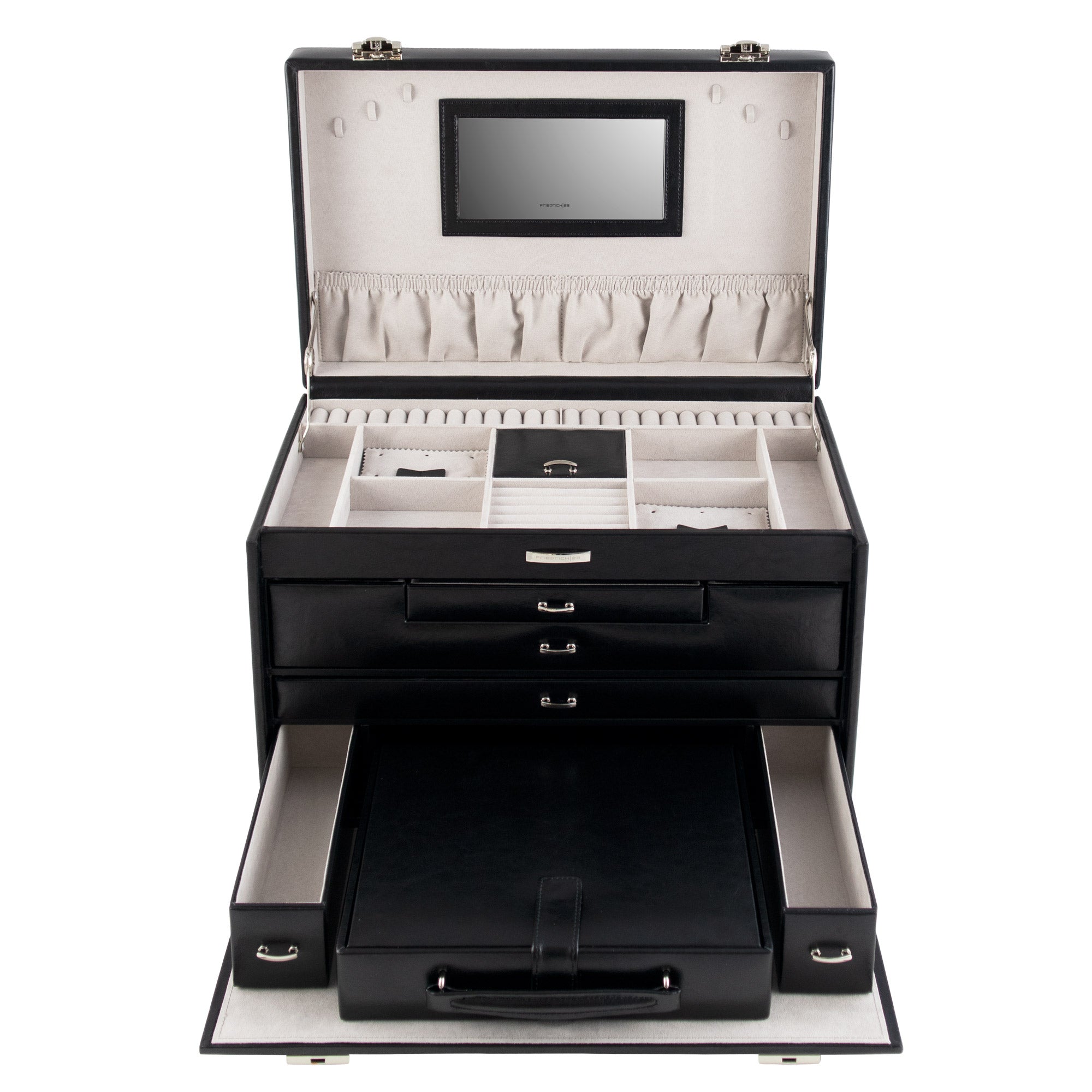 Friedrich 23 Classico Schmuckkasten XXL Schwarz Leder