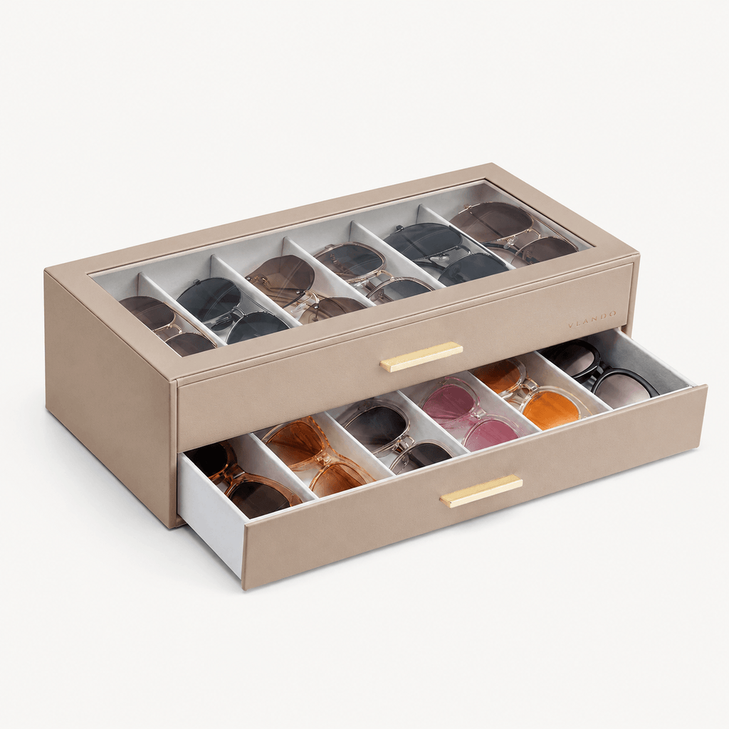VLANDO Everyday Keepsake Brillenbox 2-lagig mit Glasdeckel