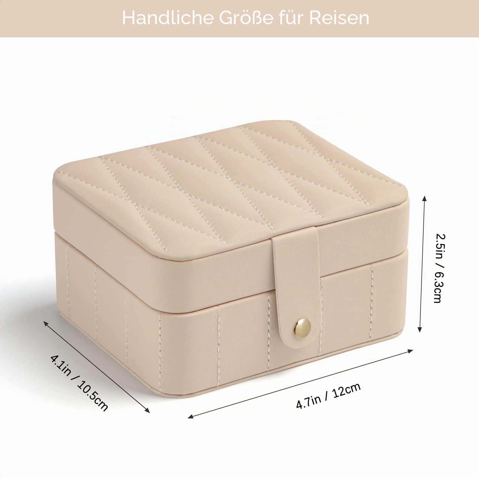 KAMIER Mini Schmuckkästchen Reise Schmuckbox Beige Leder