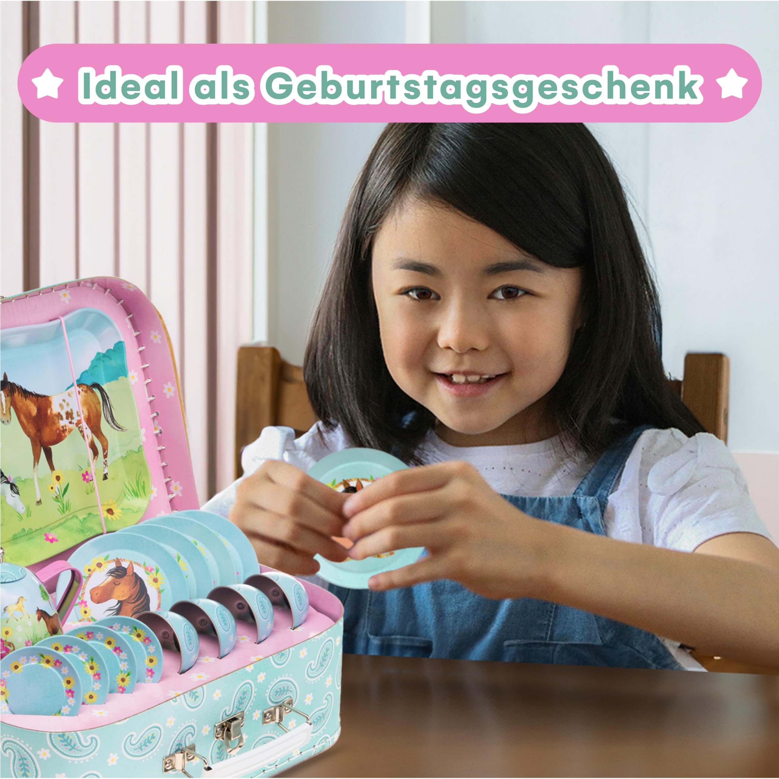 Jewelkeeper Tea Sets Tin Teeservice Pferde 15-teilig Zinn
