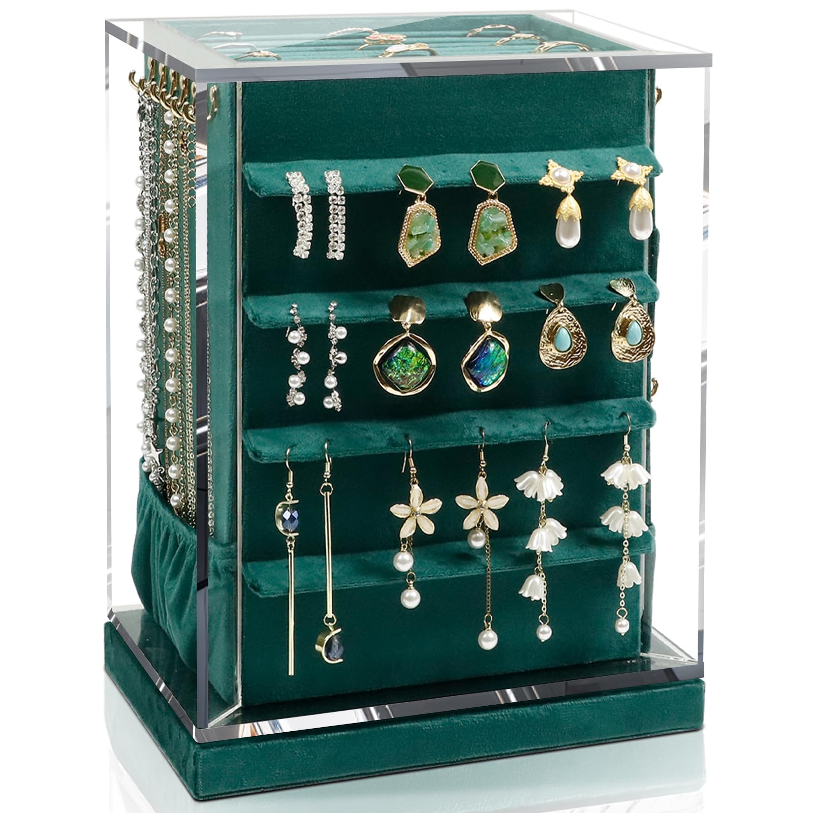 KAMIER Jewelry Stand Holders Schmuckkästchen Grün drehbar