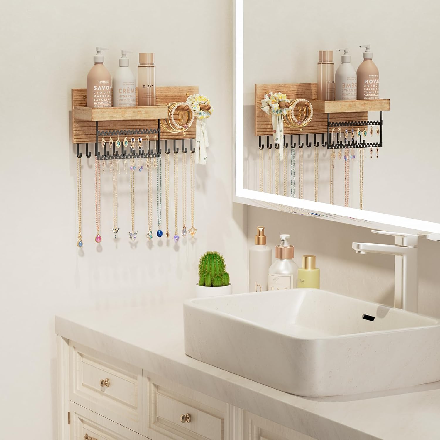 Lolalet Wall Mount Schmuck Organizer Wand Weiß Haken