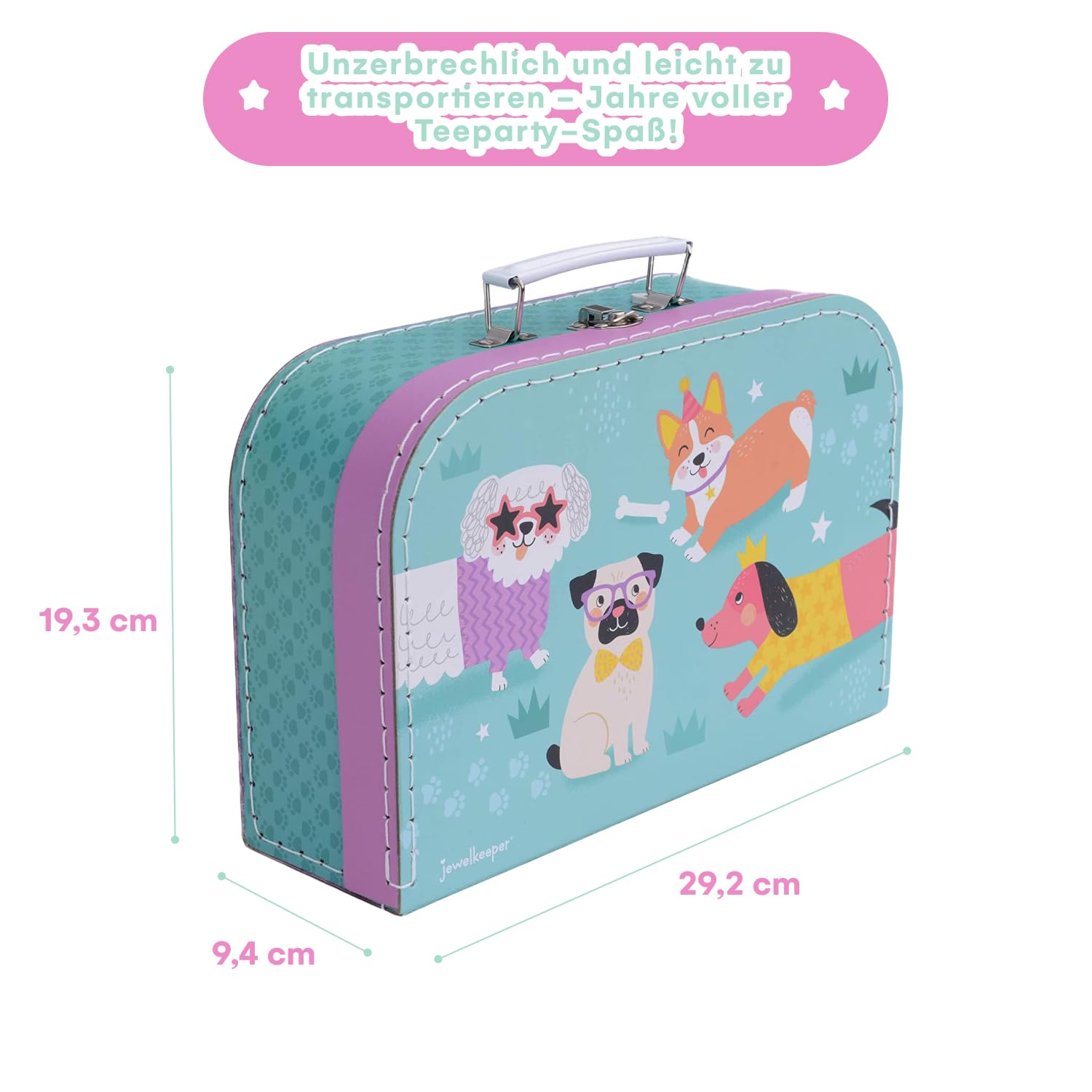 Jewelkeeper Tea Sets Teeservice Einhorn 42-teilig Zinn mit Koffer