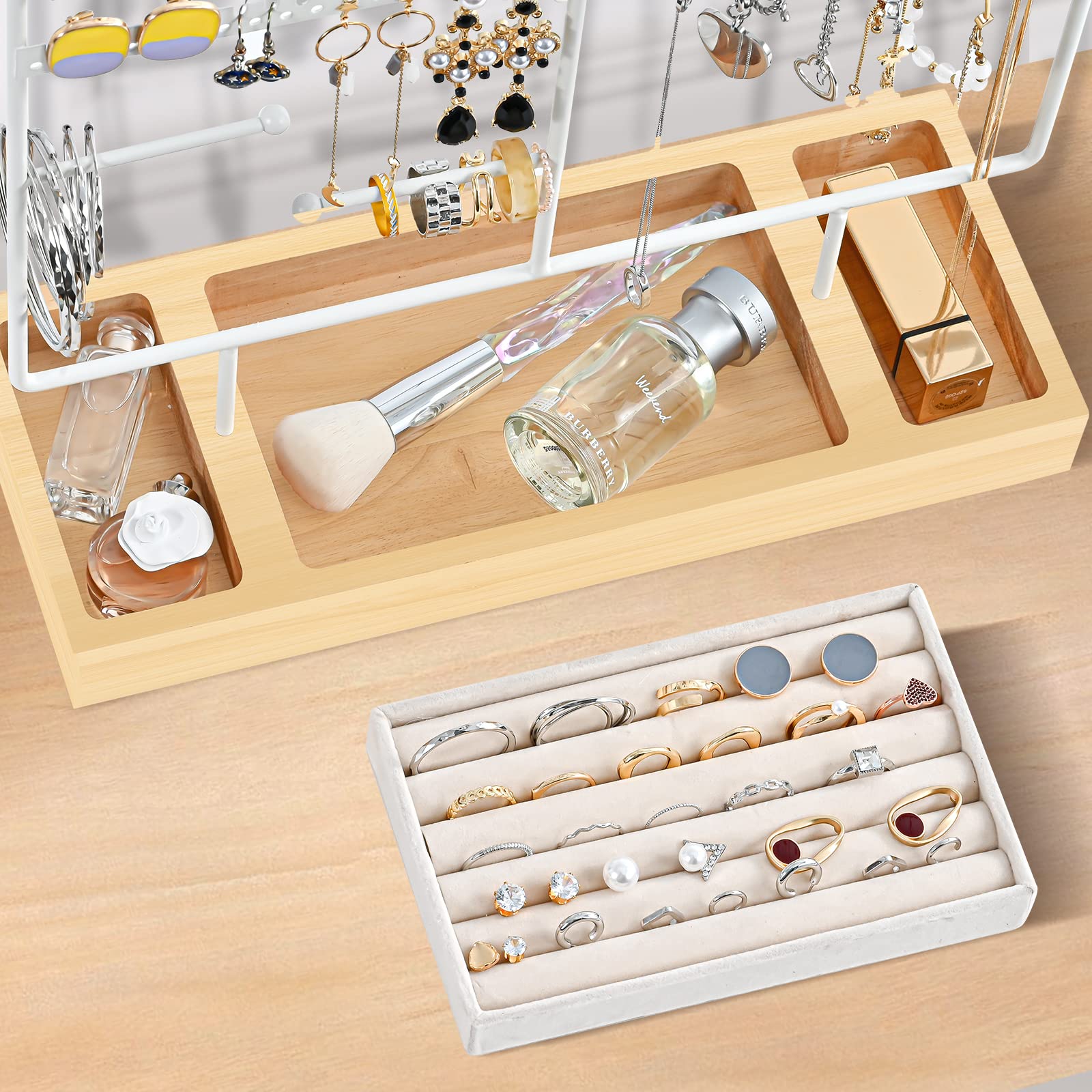 Lolalet Jewelry Stand Ohrringbaum Weiß Holz 144 Löcher