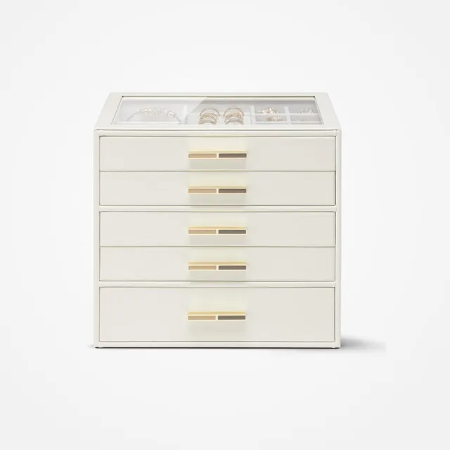 VLANDO Quiet Luxe Schmuckkasten 5 Fächer Glasdeckel