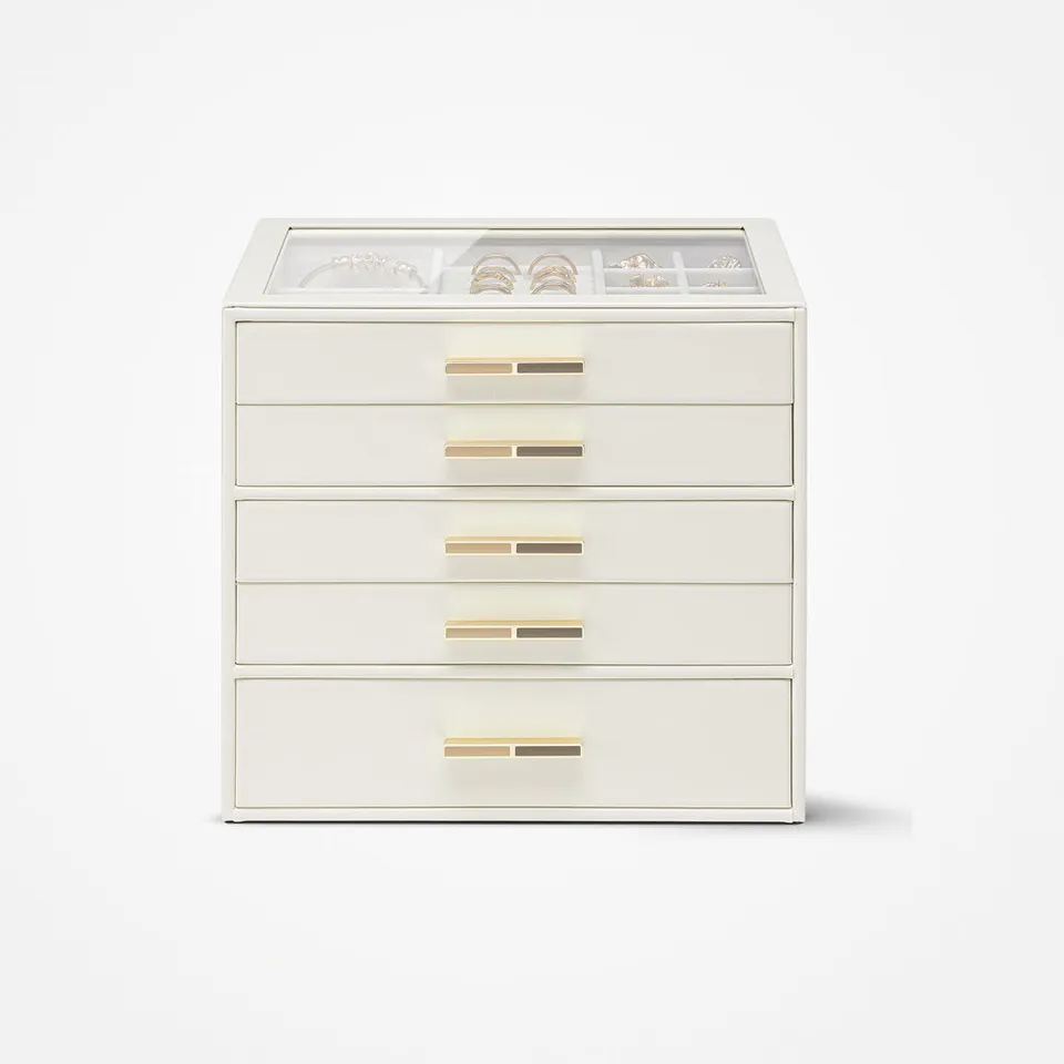 VLANDO Quiet Luxe Schmuckkasten 5 Fächer Glasdeckel