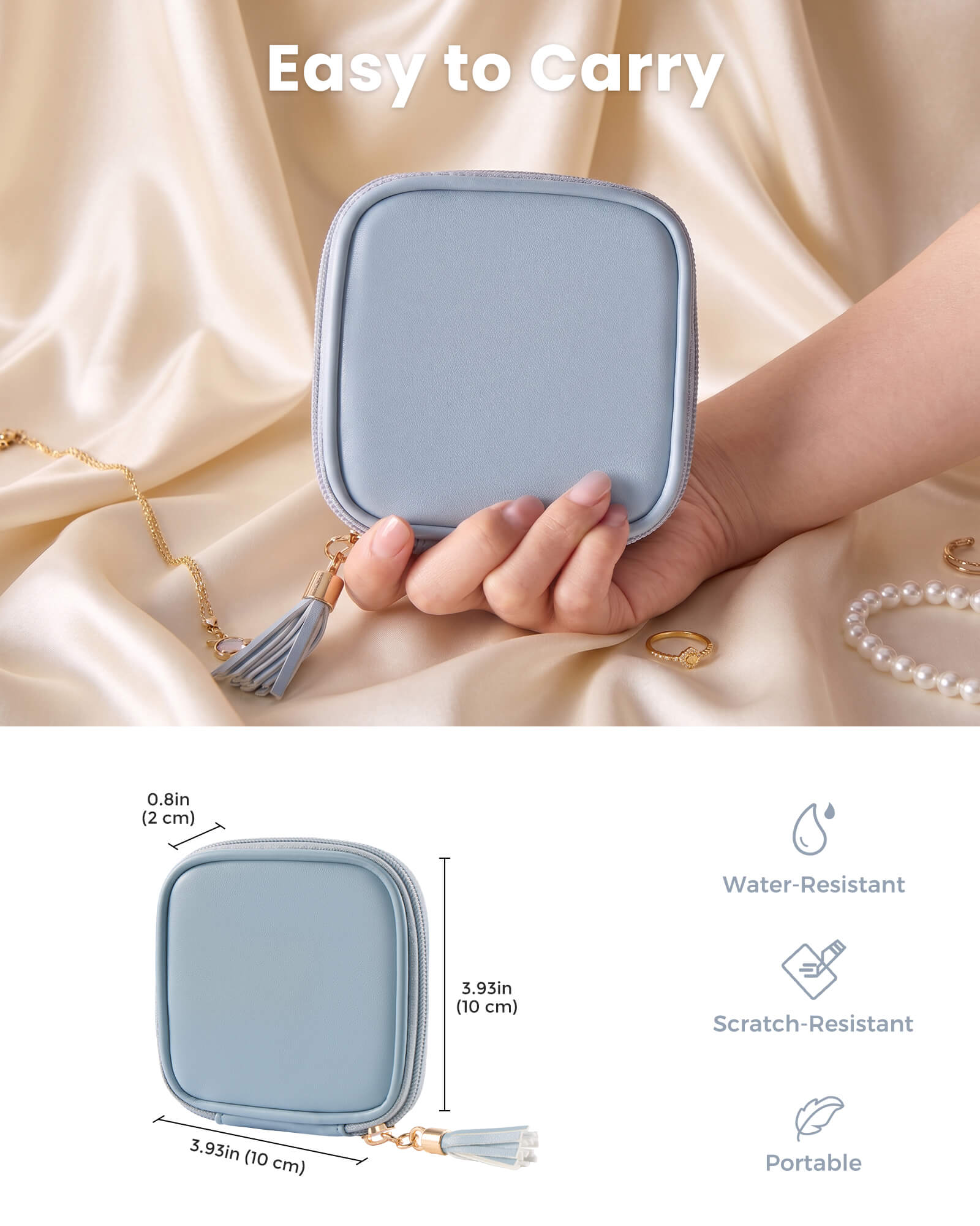 Lolalet Jewelry Box Schmucketui Blau Reise Reissverschluss