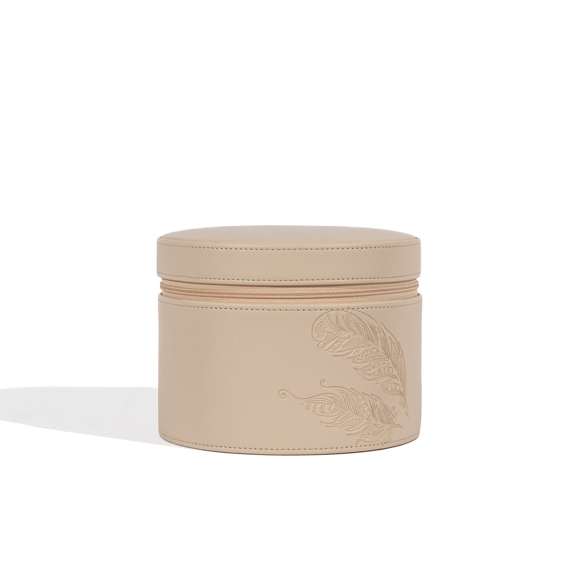 Friedrich 23 Boho Schmuckkasten rund beige mit Spiegel