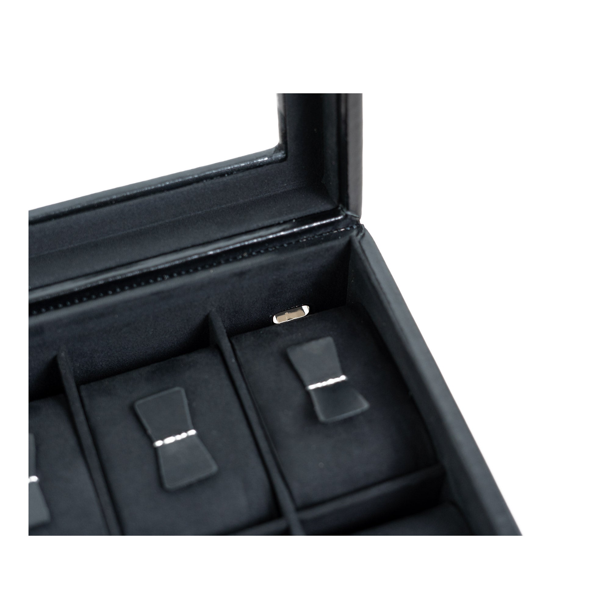 Friedrich 23 London Uhrenbox 10 Uhren Glasdeckel Leder Schwarz