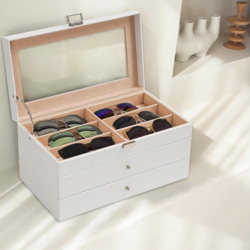 Lolalet Sunglass Box Leather Brillenbox Small 8 Fächer Schwarz