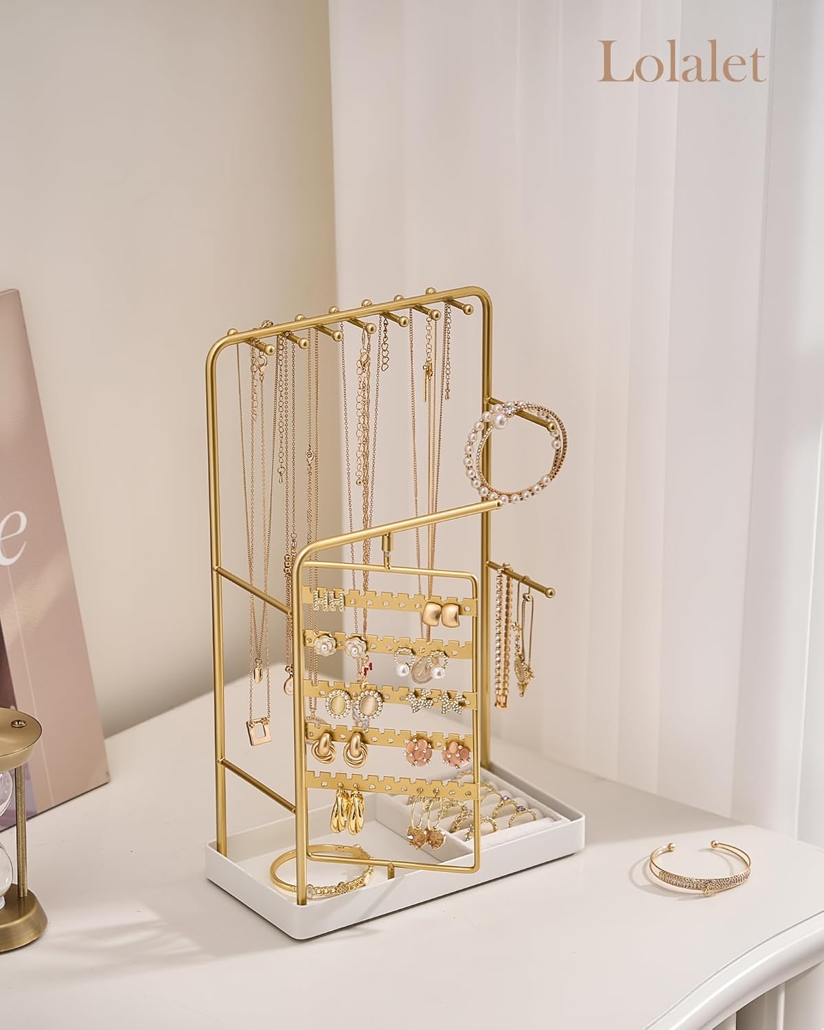Lolalet Jewelry Stand Schmuckständer Gold 360 drehbar