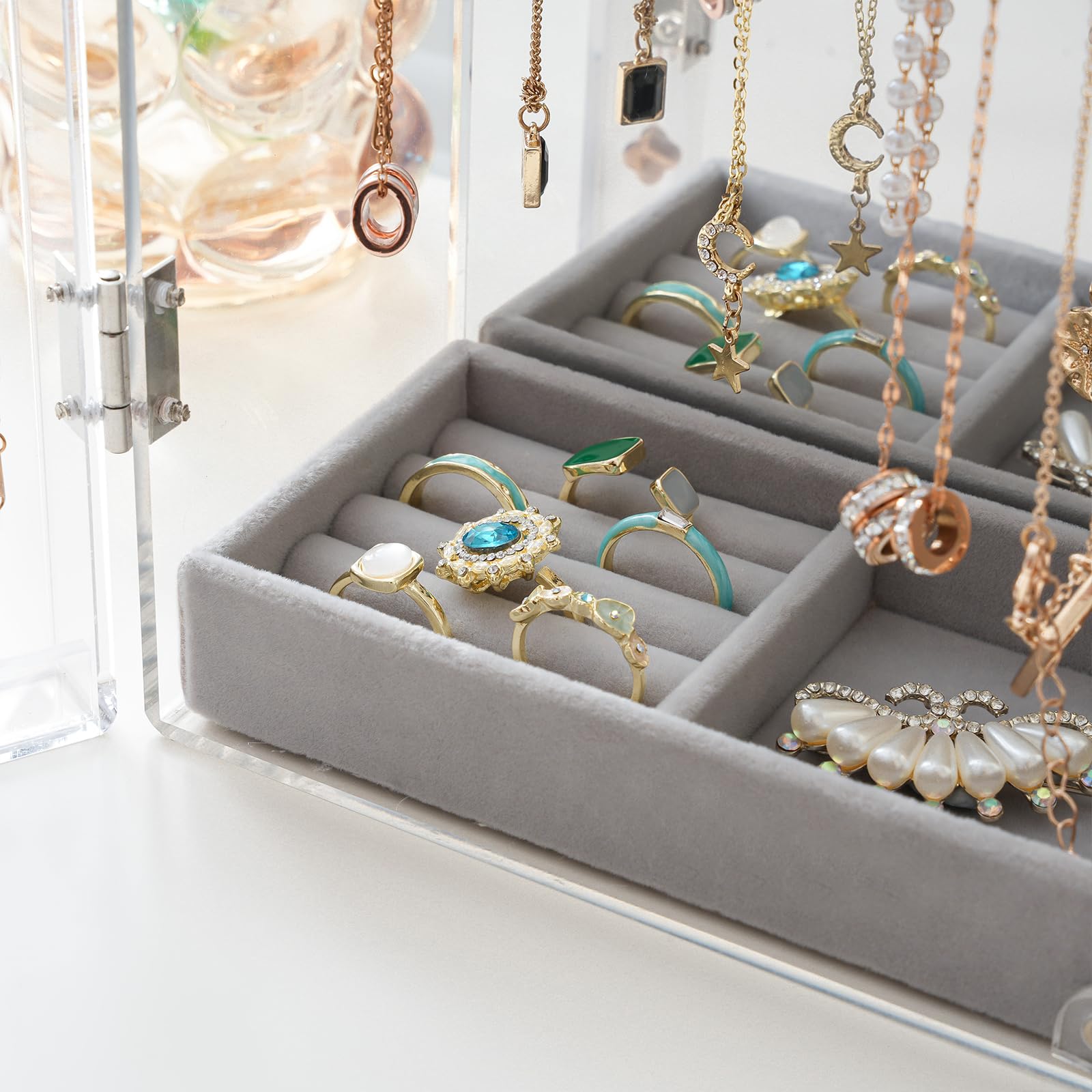 Lolalet Jewelry Box Schmuckkasten Transparent mit Spiegel