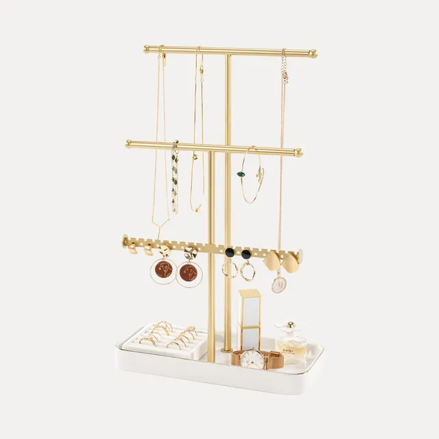 Lolalet Jewelry Stand Kettenständer Gold Samt Ringschale