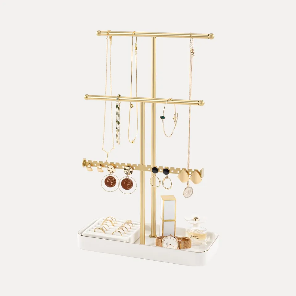 Lolalet Jewelry Stand Kettenständer Gold Samt Ringschale