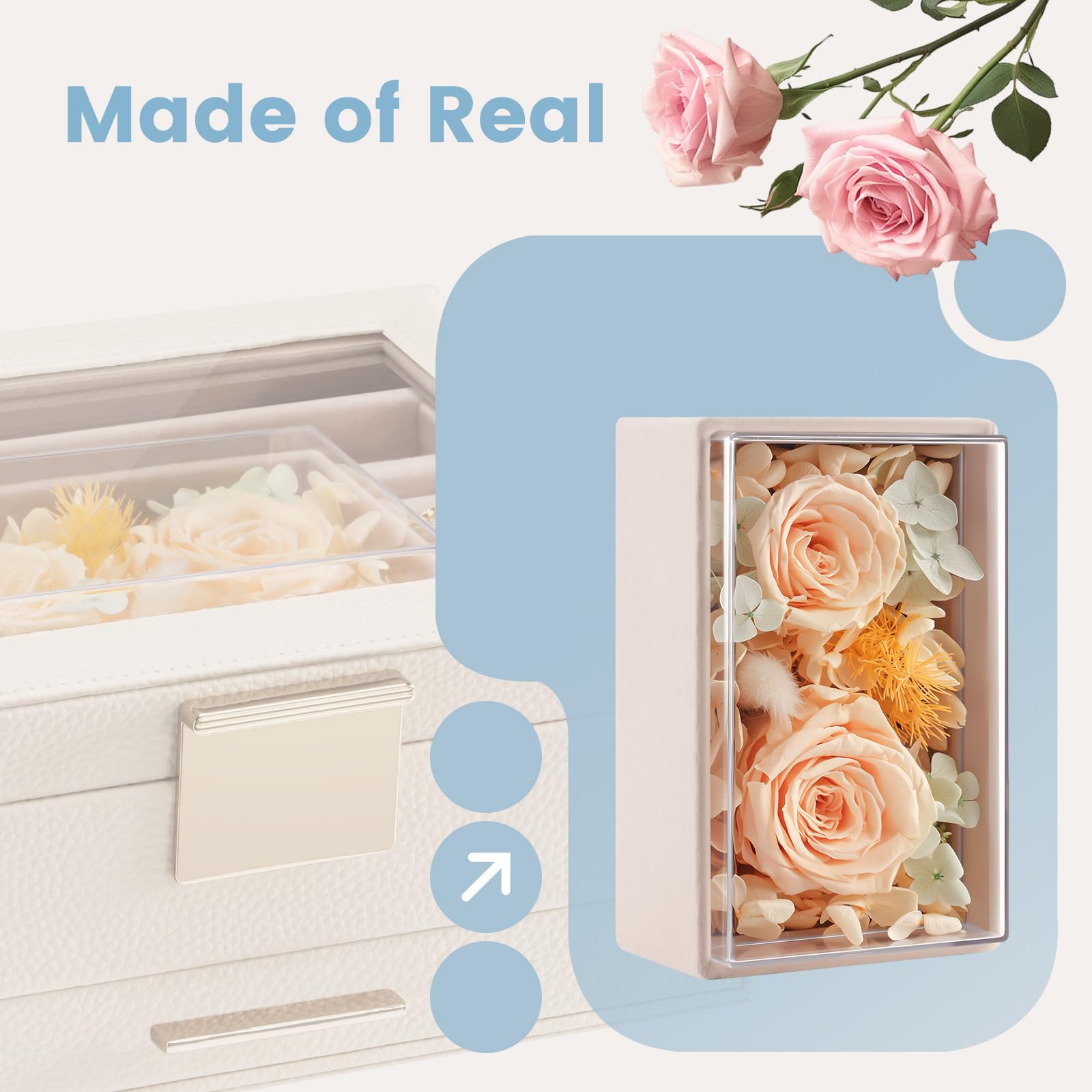 Lolalet Jewelry Box Schmuckkästchen Blau 2-stöckig Glasdeckel