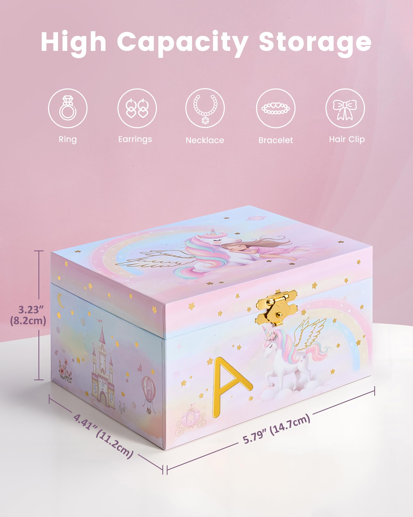 Lolalet Jewelry Box Unicorn Initial Schmuckkästchen A Box Only