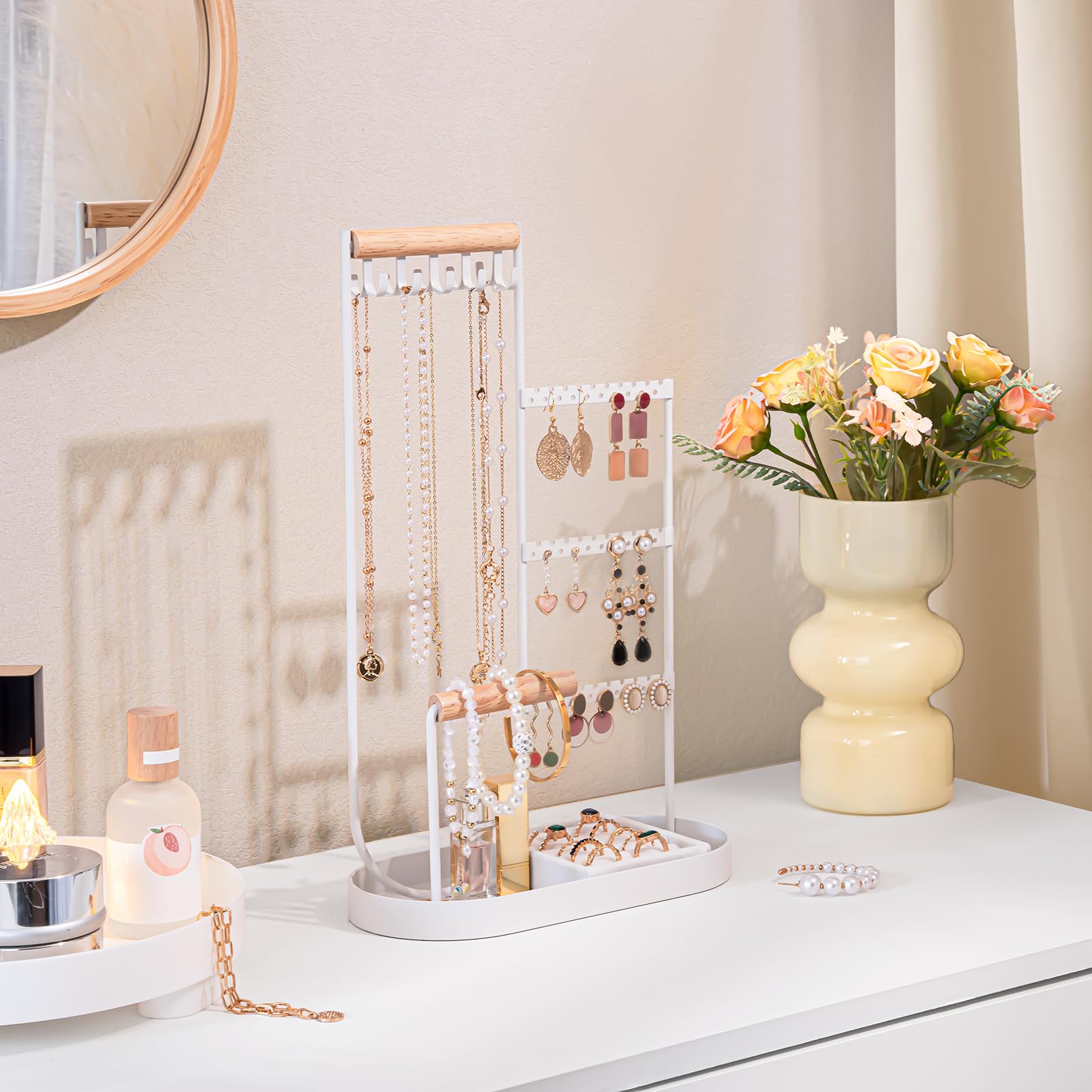 Lolalet Jewelry Stand Schmuckständer Weiß Samt Ringkissen