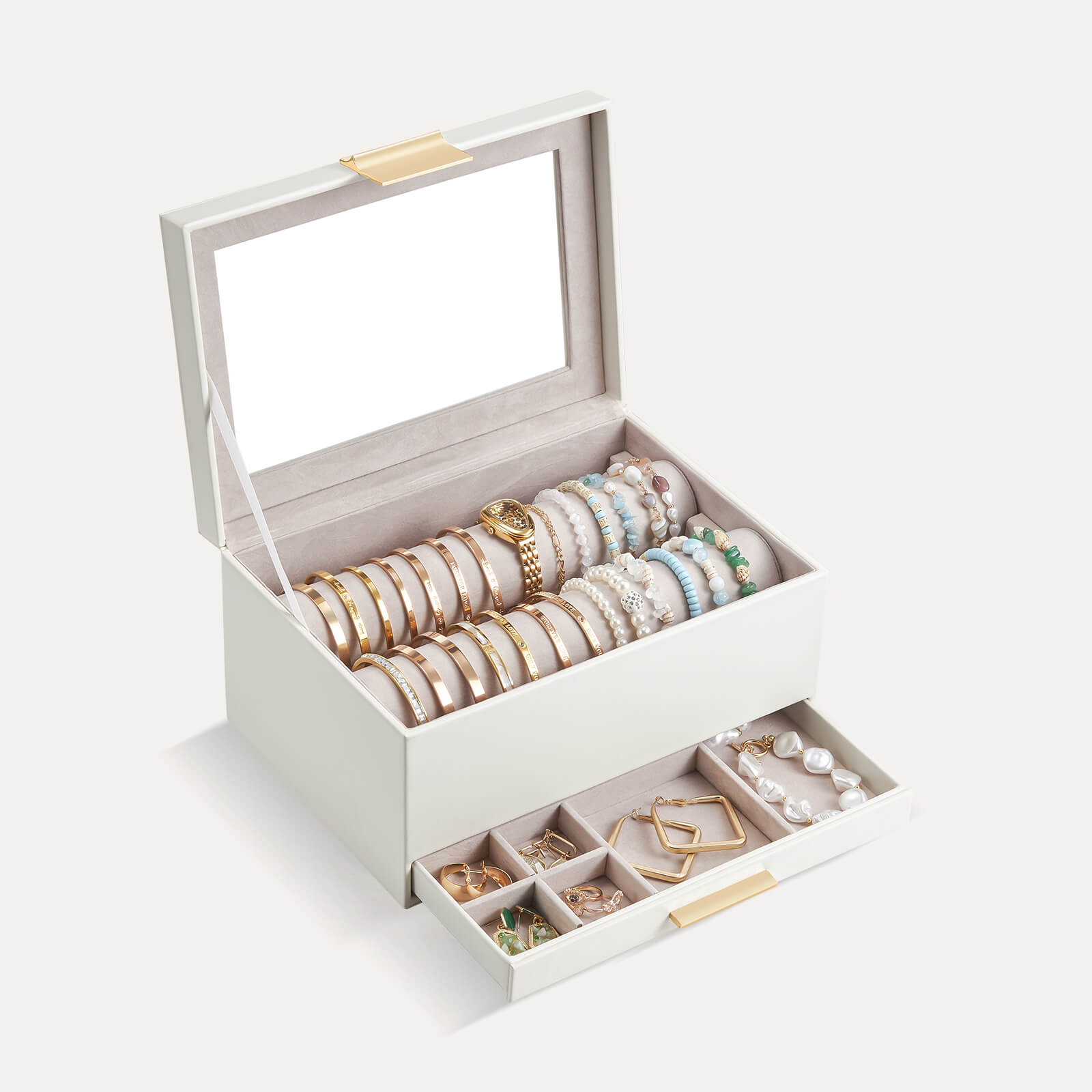 Lolalet Jewelry Box Armbandhalter Schmuckkasten Weiß mit Deckel