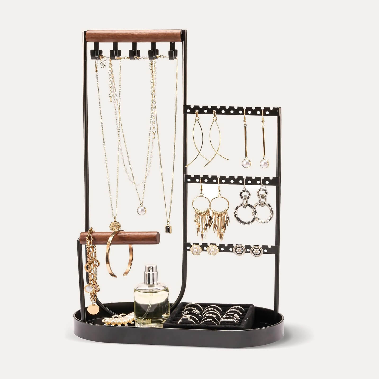 Lolalet Jewelry Stand Schmuckständer Weiß Samt Ringkissen