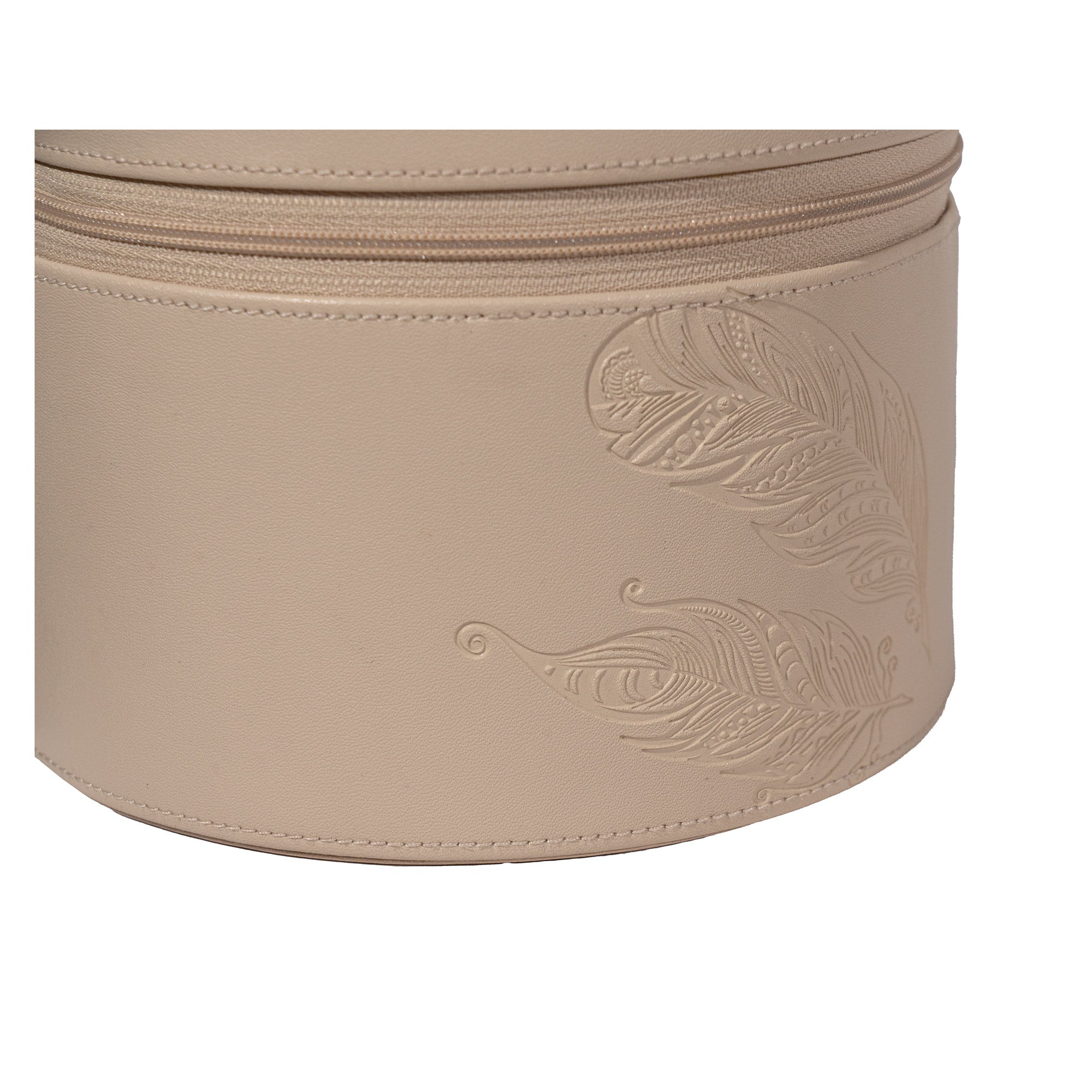 Friedrich 23 Boho Schmuckkasten rund beige mit Spiegel