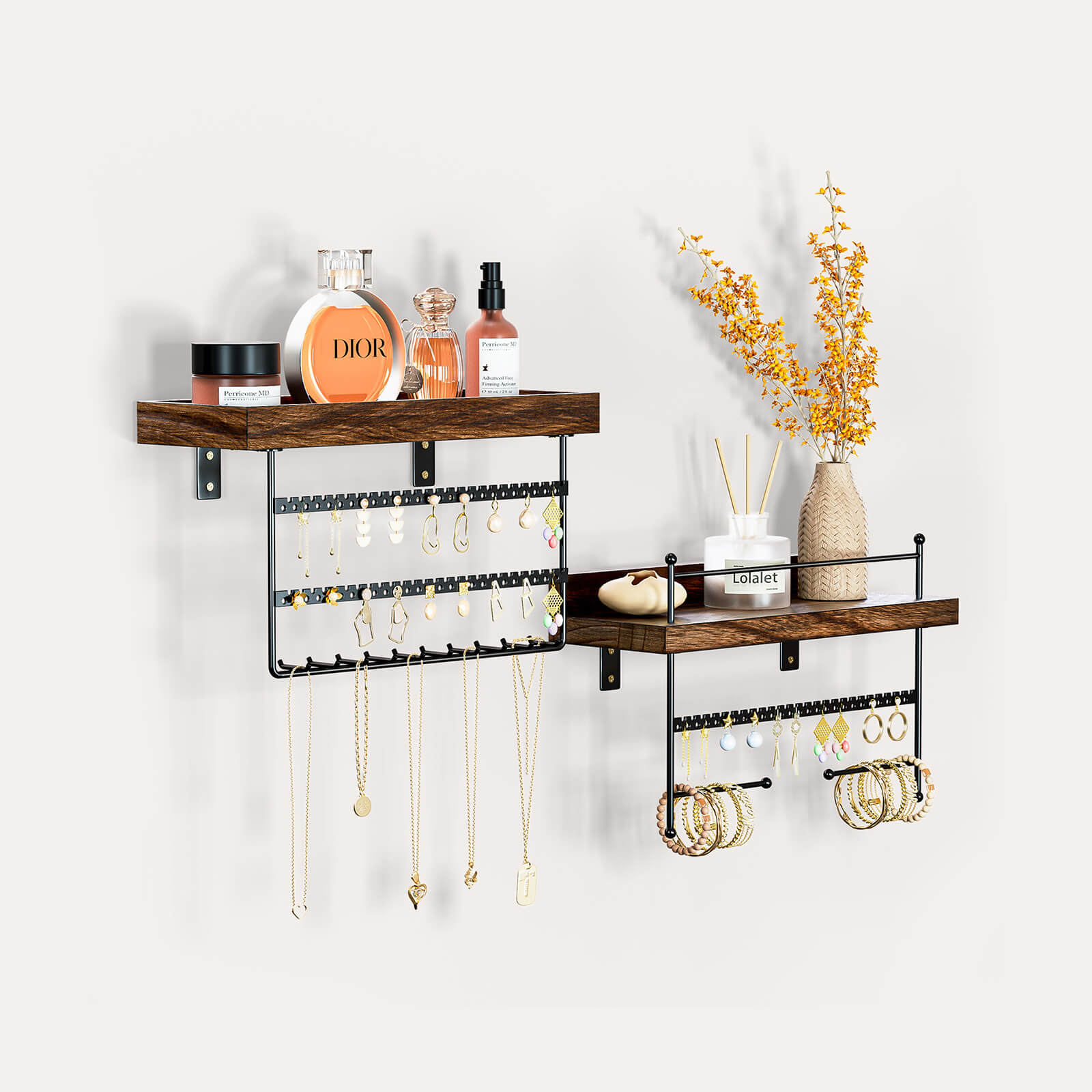 Lolalet Wall Mount Schmuckorganizer Wand Weiß 2er Set