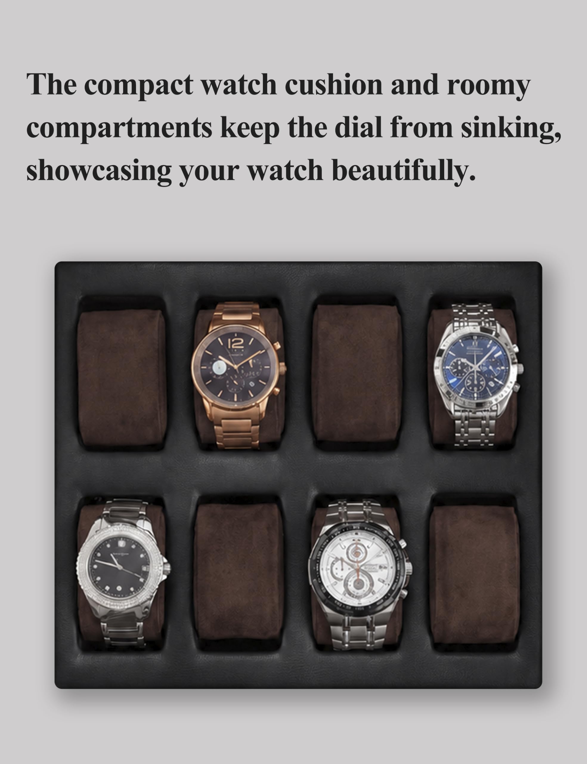 KAMIER Watch Boxes Uhrenbox 8 Uhren Schwarz 2 Ebenen
