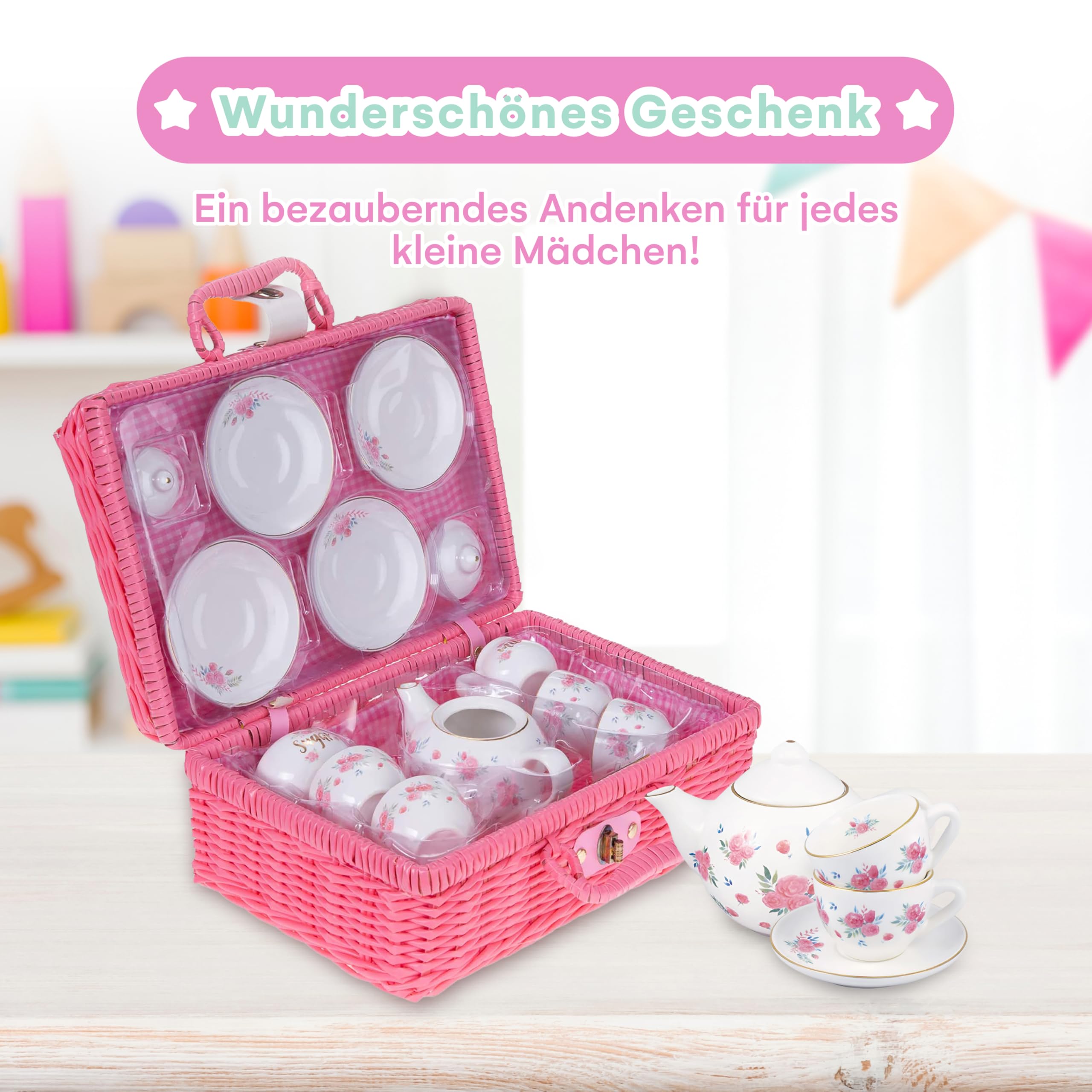 Jewelkeeper Tea Sets Teeservice Porzellan 13tlg Floral Korb