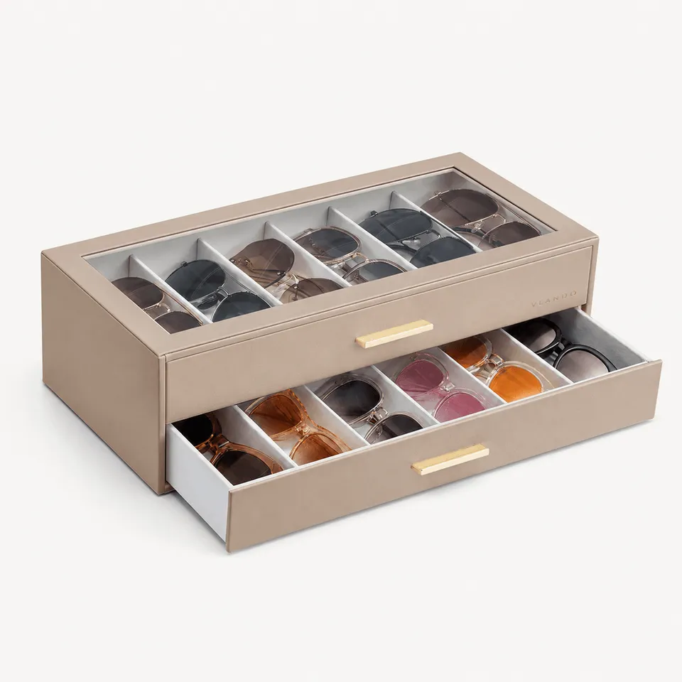 VLANDO Everyday Keepsake Brillenbox 2-lagig mit Glasdeckel
