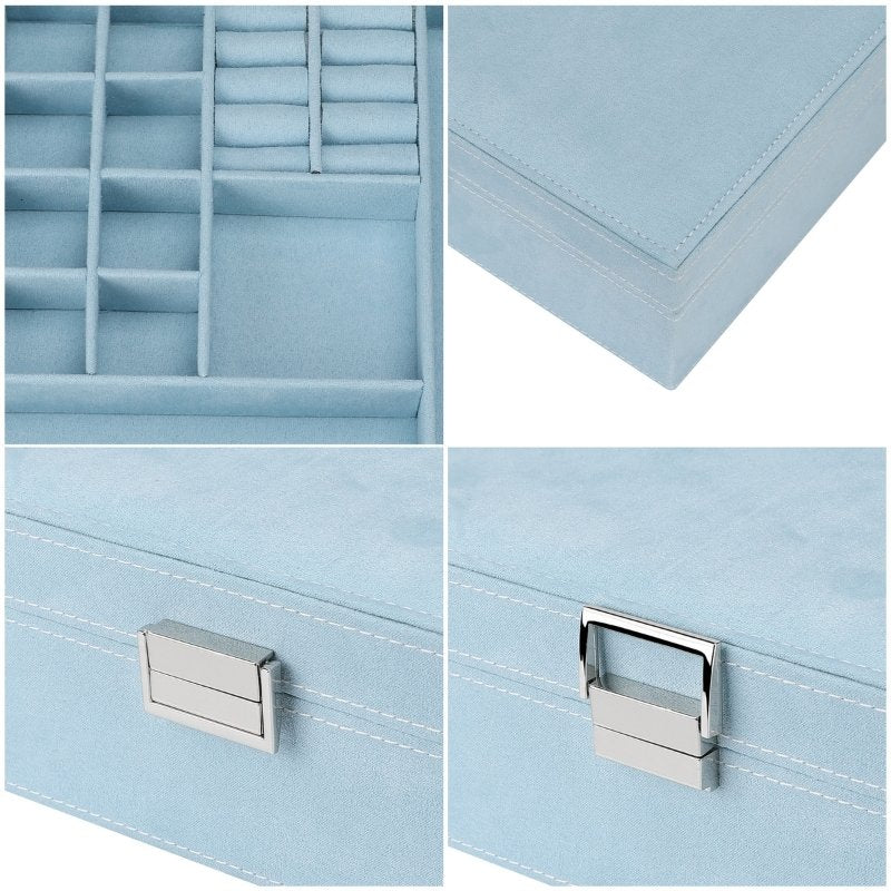 Lolalet Jewelry Box Samt Schmuckkästchen Grau 27 Fächer