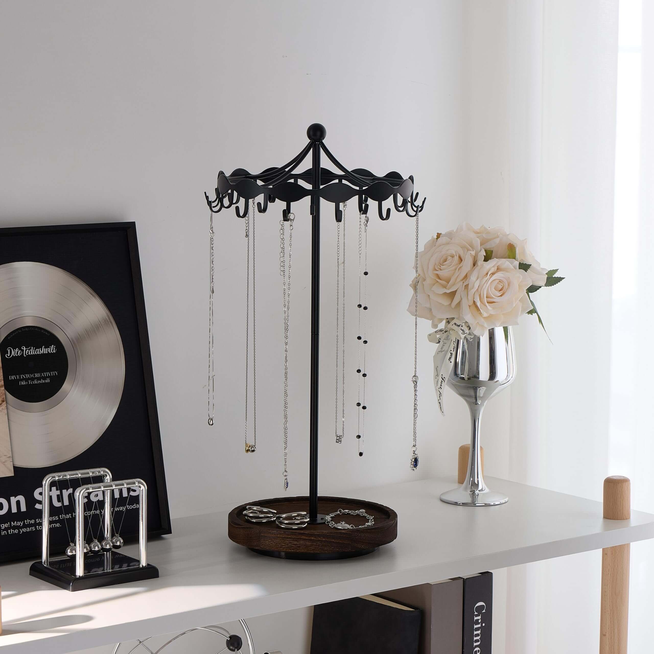 Lolalet Jewelry Stand Kettenständer Gold drehbar mit Metallhaken