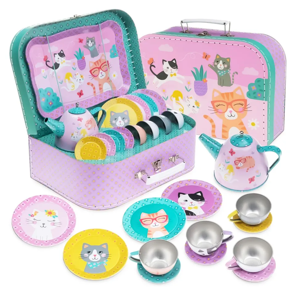 Jewelkeeper Tea Sets Teeservice Katze 15-teilig Zinn