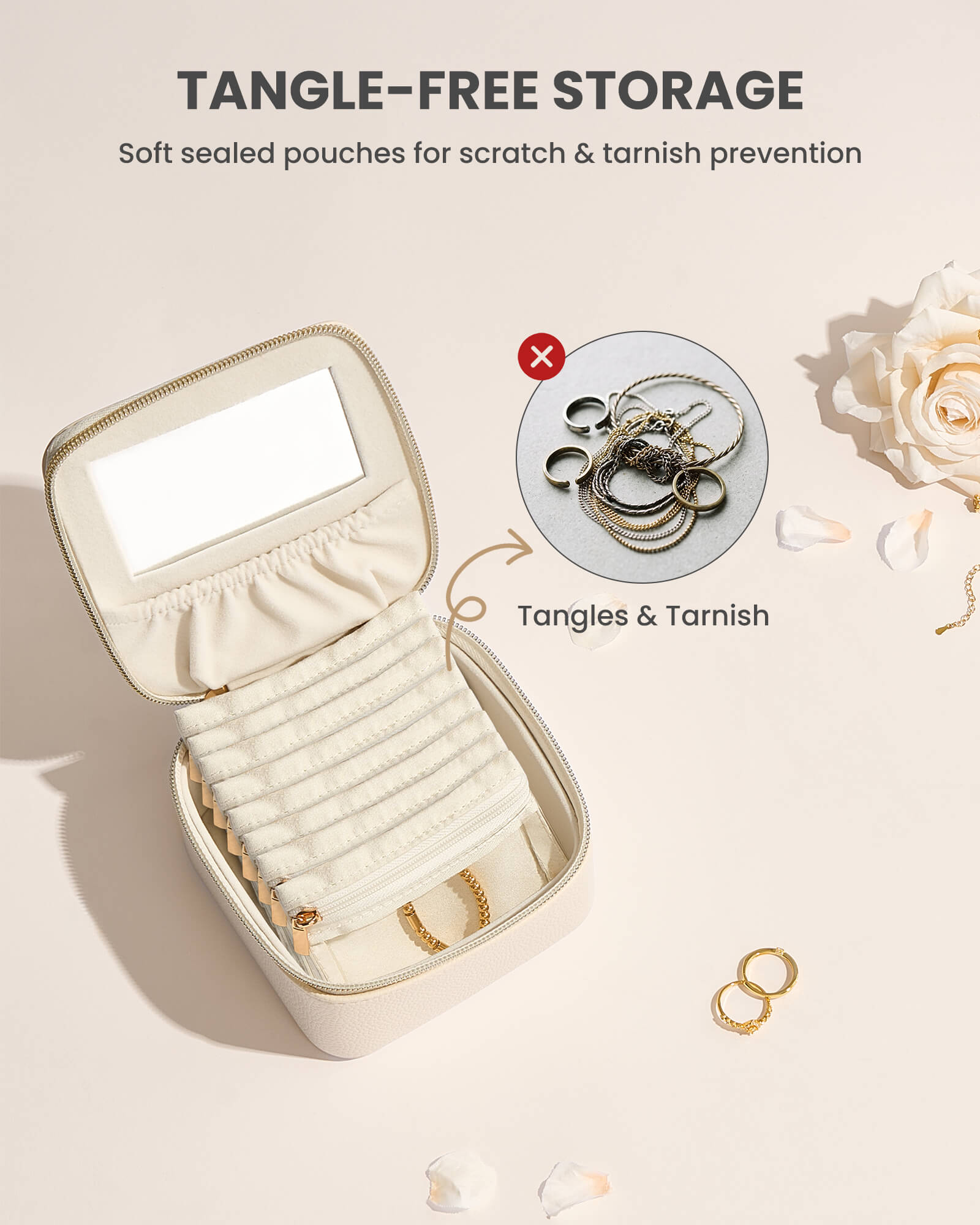Lolalet Jewelry Box Schmucketui Beige Reise 8 Beutel