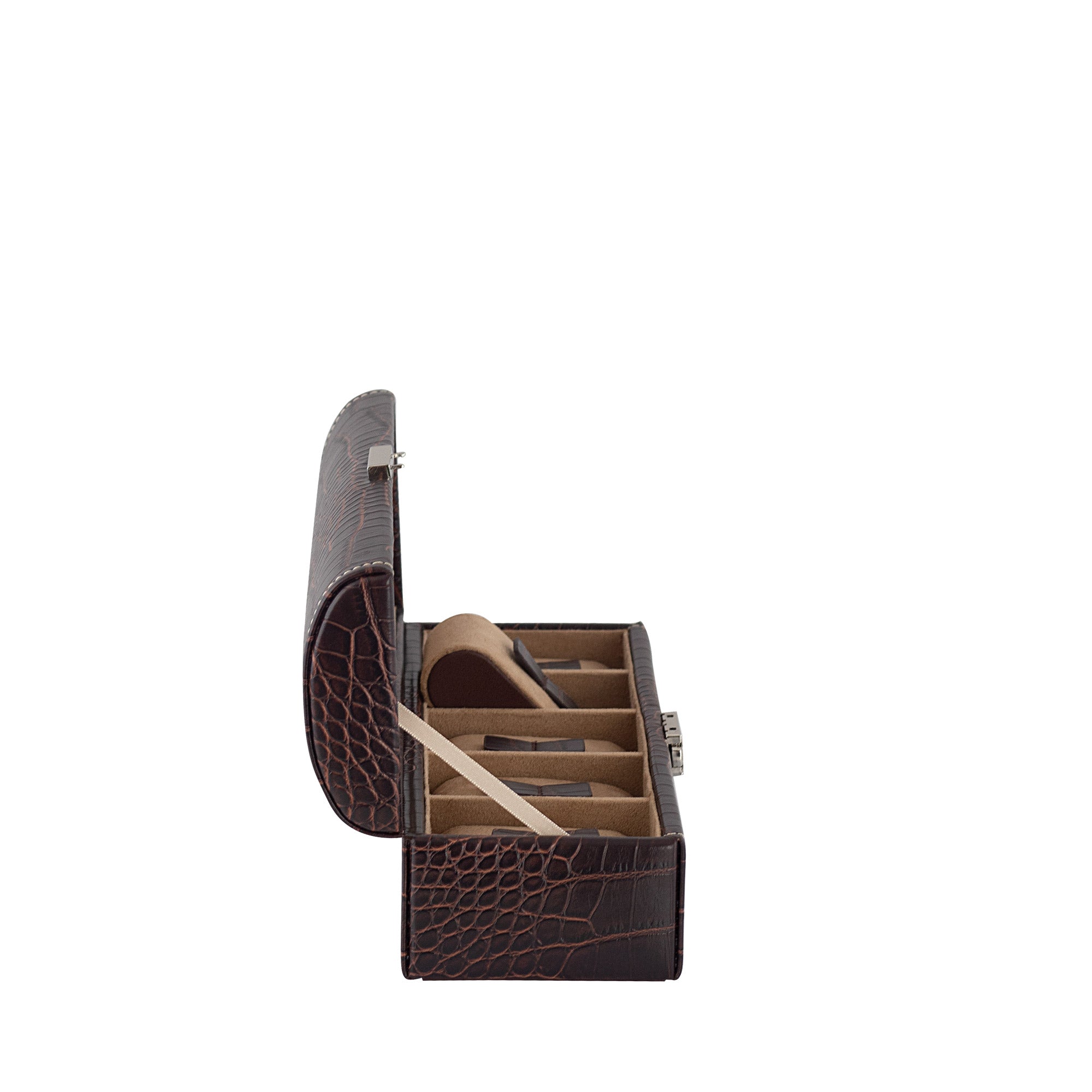 Friedrich 23 Le Croc Uhrenbox für 5 Uhren Braun Kroko-Optik