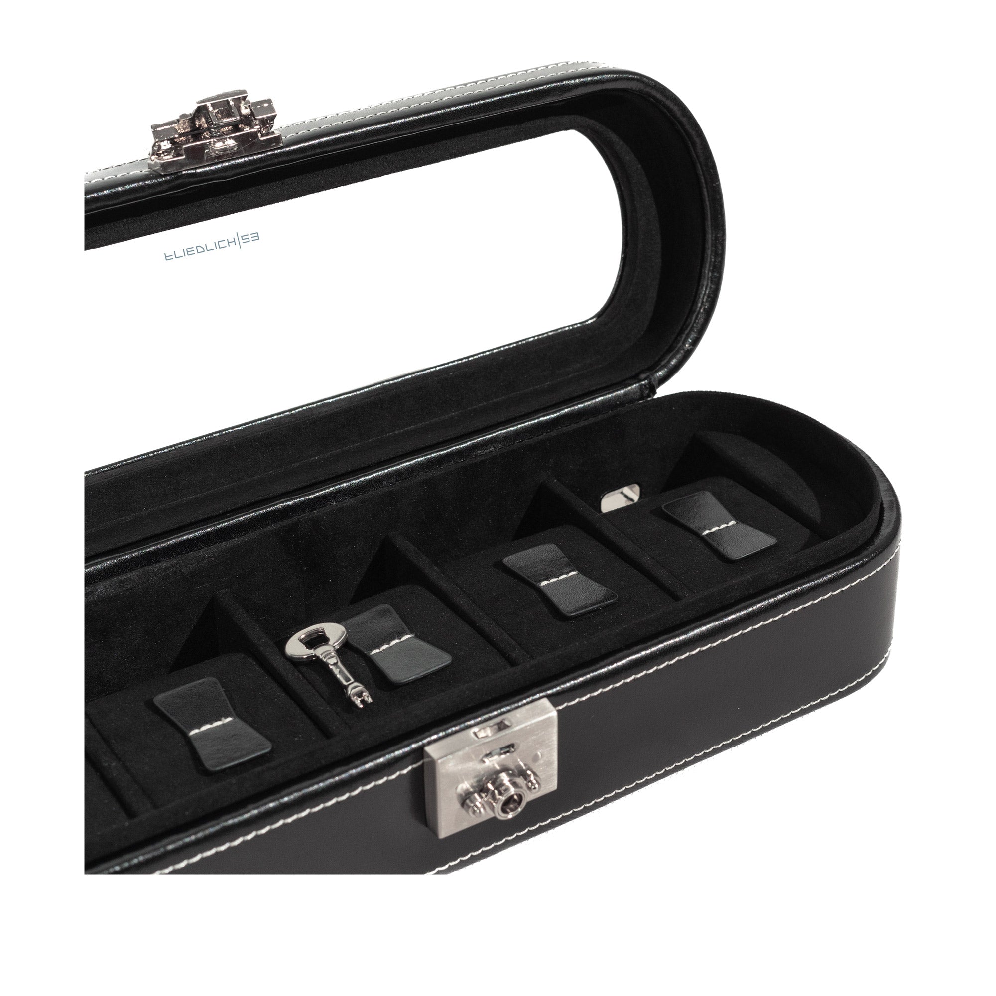 Friedrich 23 London Uhrenbox 5 Uhren Schwarz Glasdeckel
