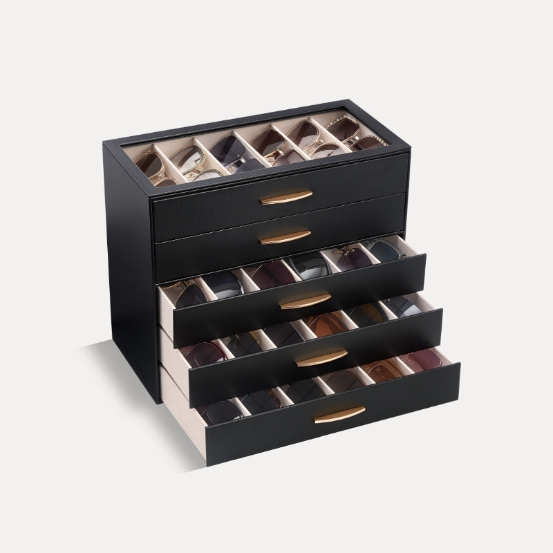 Lolalet Sunglass Box Brillenbox 3 Lagen Schwarz Deckel
