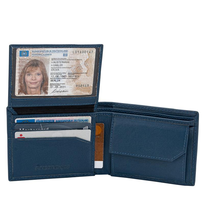 Friedrich 23 Redford Mini Geldbörse Leder RFID Blau