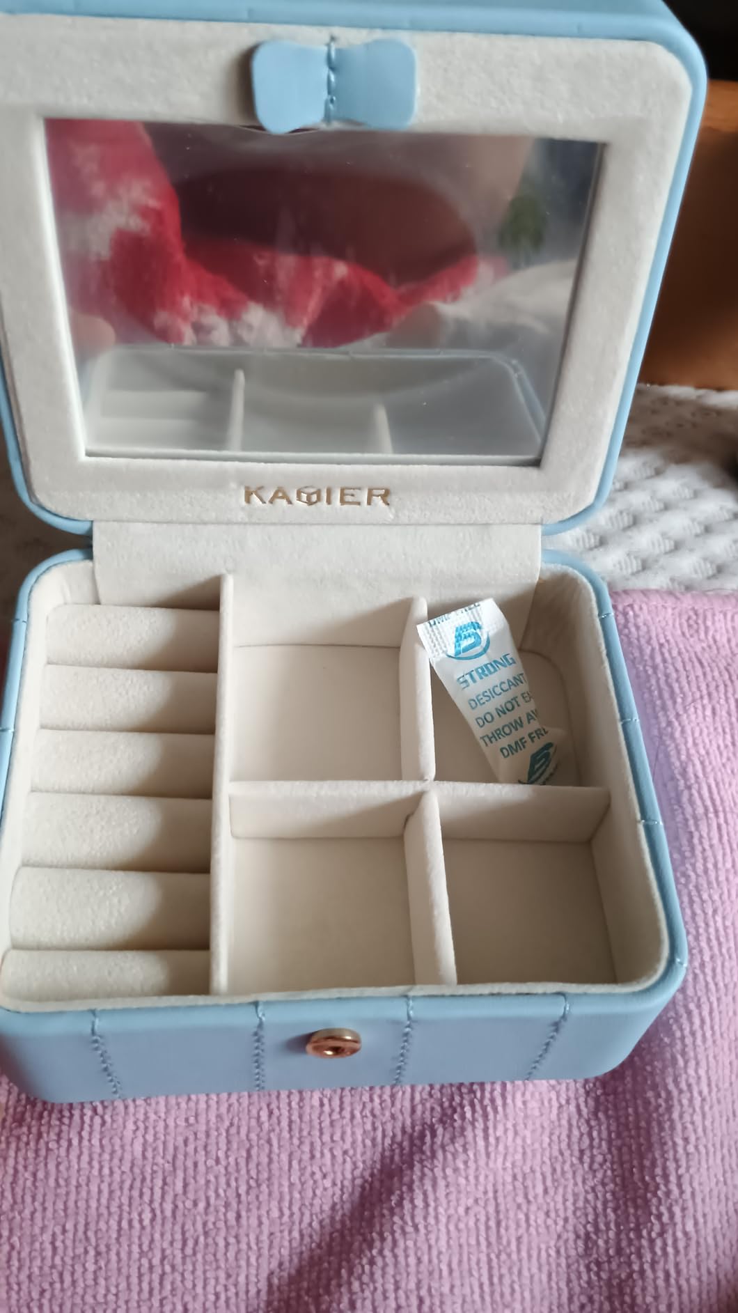 KAMIER Mini Schmuckkästchen Reise Schmuckbox mit Spiegel Geschenk