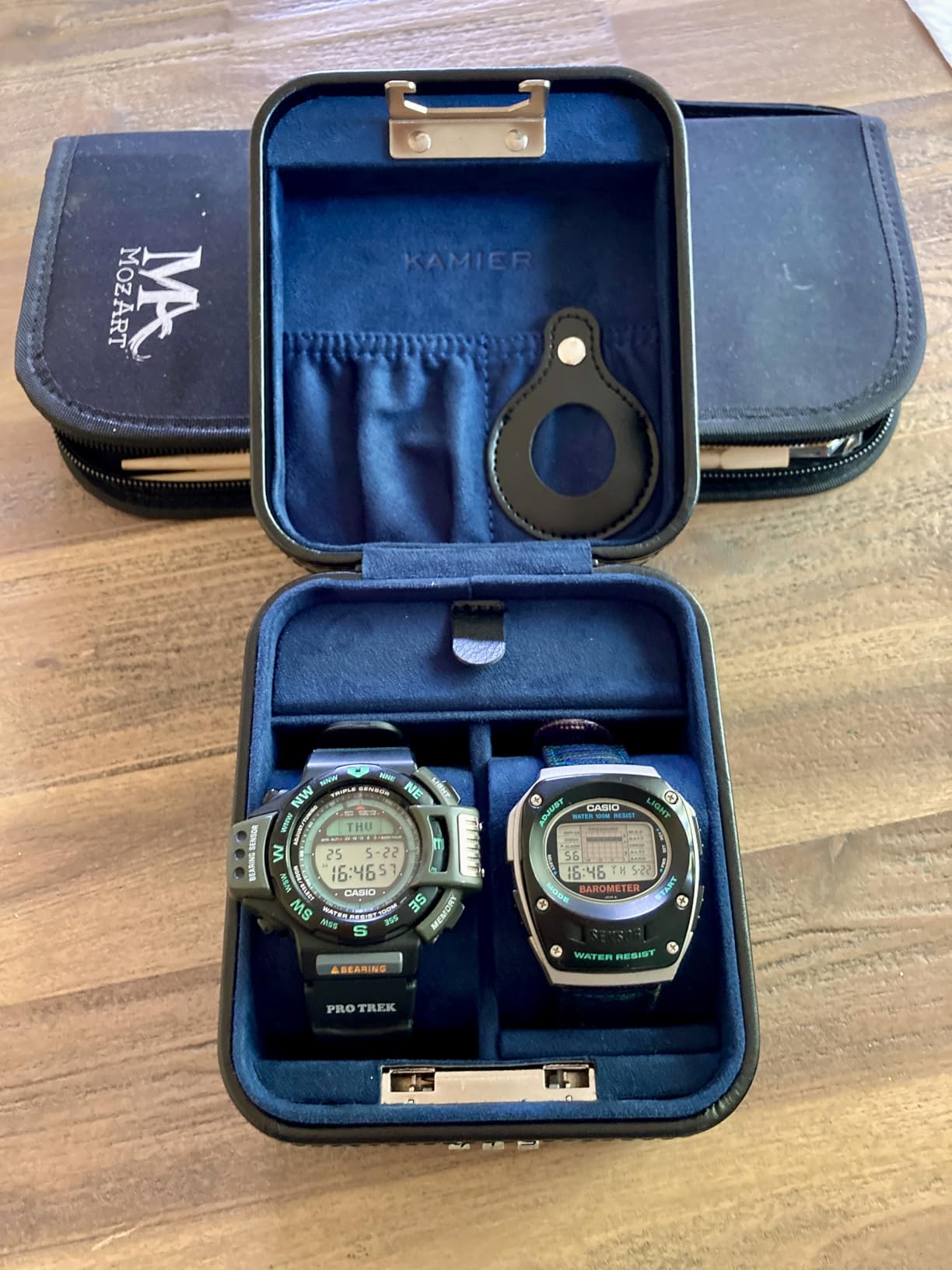 KAMIER Watch Boxes Uhrenbox 2 Uhren Schwarz PU-Leder Schloss
