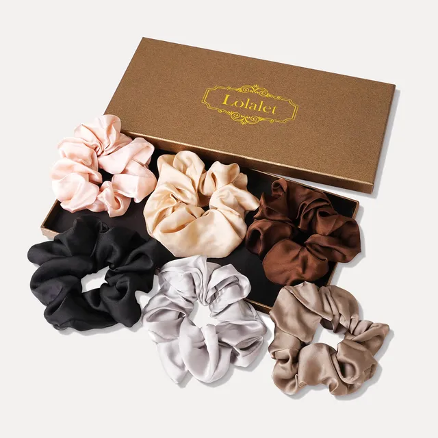 Lolalet Scrunchies Haargummis Satin Set A 6er Pack groß