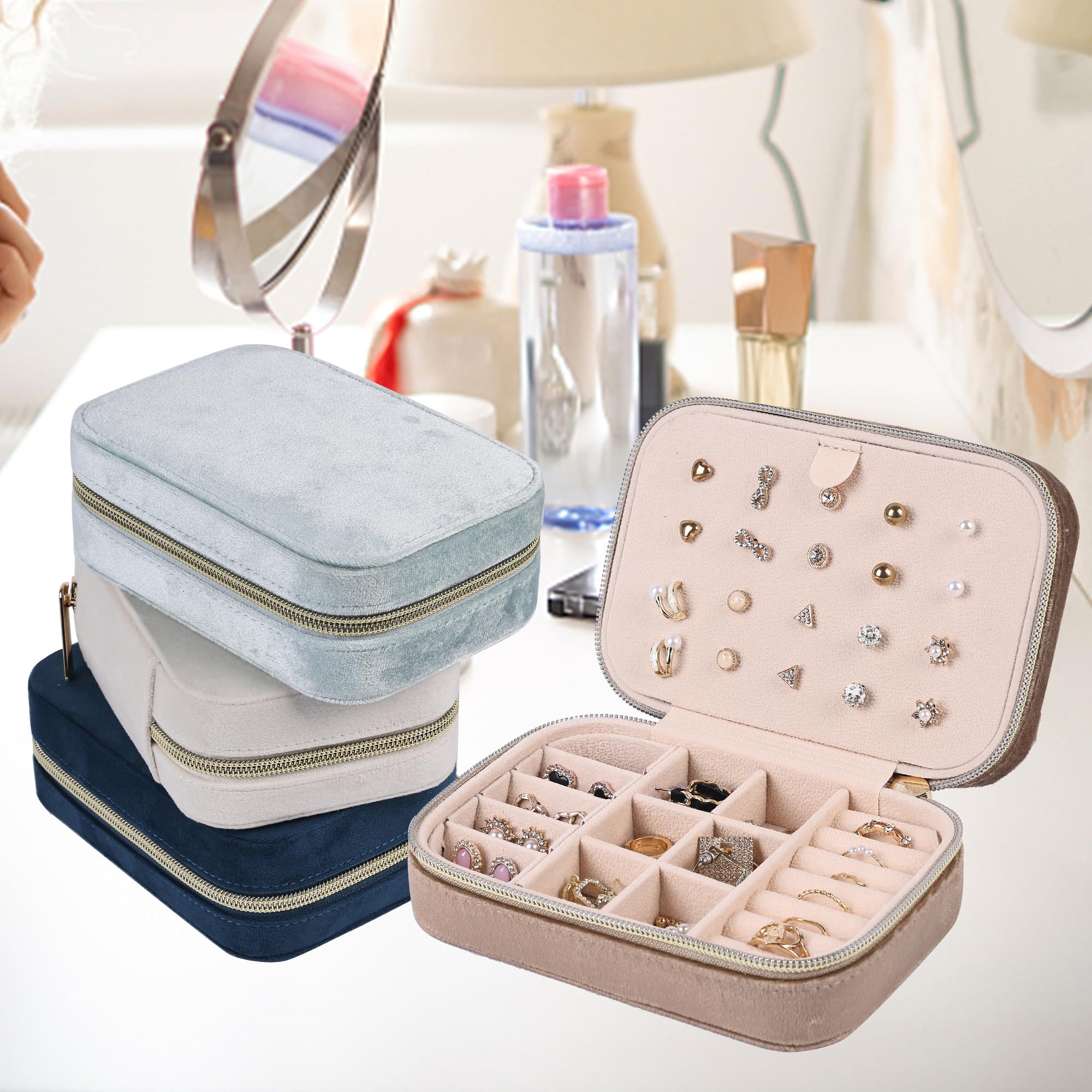 Dajasan Small Jewelry Box Schmuckbox Khaki aus Samt