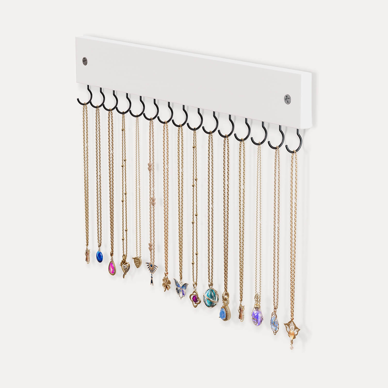 Lolalet Wall Mount Jewelry Organizer Schmuckhalter Weiß 15 Haken Holz